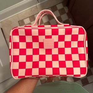 Tender Love & Carry Pink Checkered Cosmetic Bag